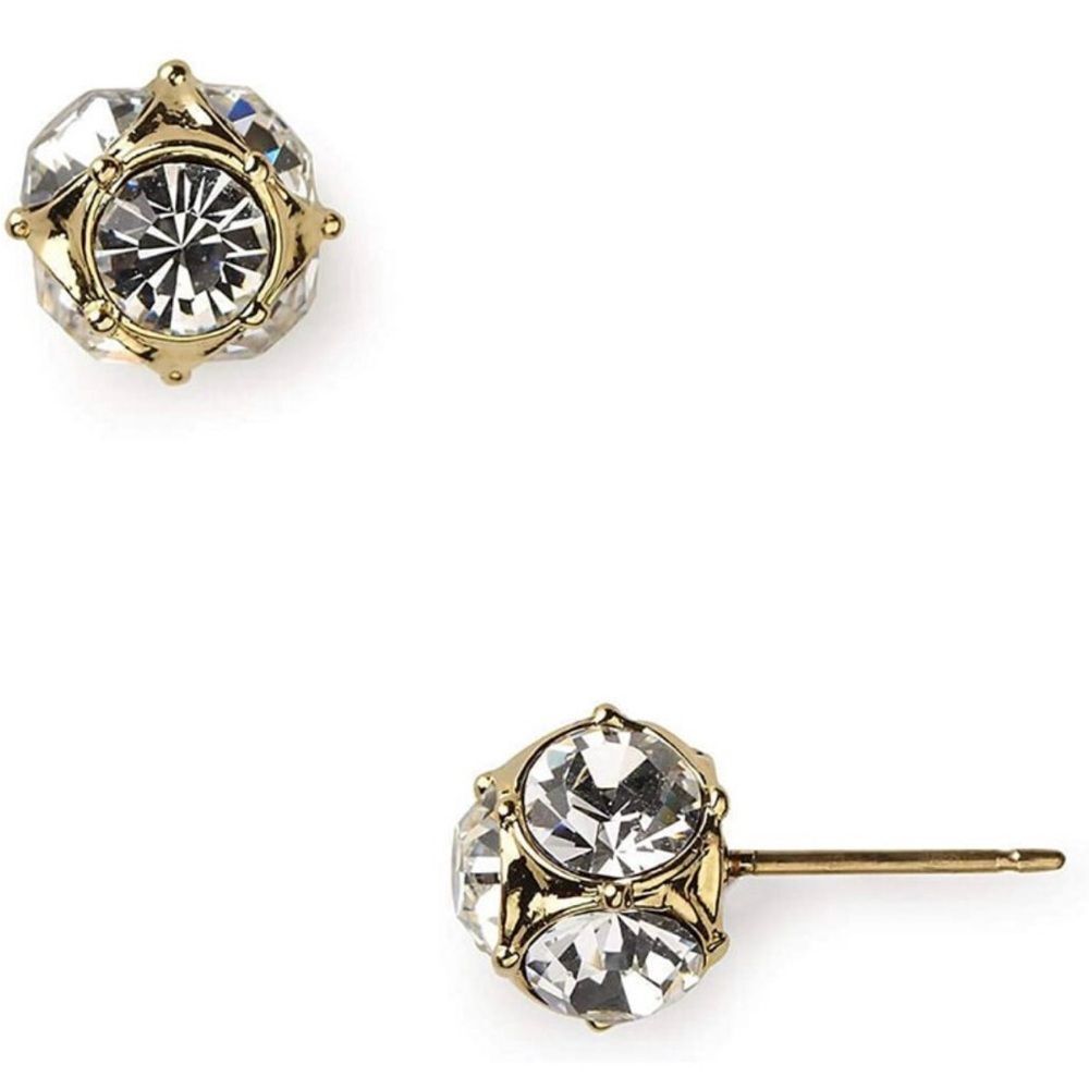 kate spade gold-tone clear crystal stud earrings